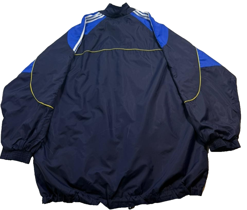 Adidas Men�S Navy Royal Blue Vintage Windbreaker Jacket Yellow Piping Size L