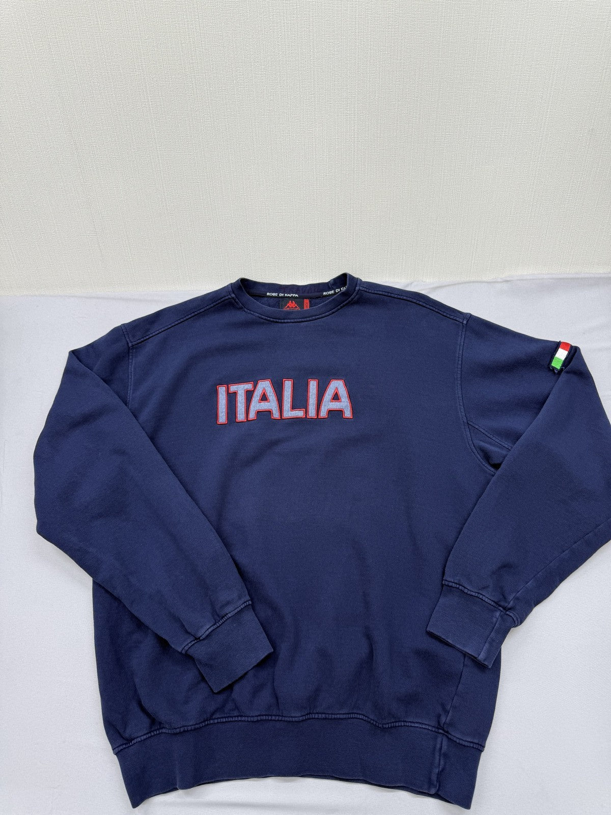 Kappa Women's Navy Crewneck Sweatshirt Large Italia Flag Fleece