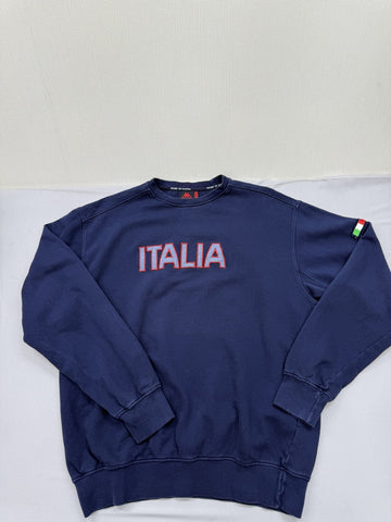 Kappa Women's Navy Crewneck Sweatshirt Large Italia Flag Fleece