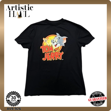 Tom & Jerry Men's Black Graphic T-Shirt Size M Cotton NWT