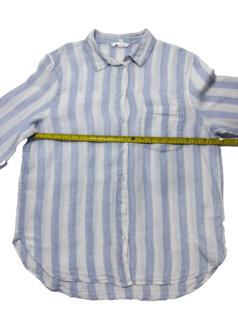 H&M Regular Fit Striped Cotton Linen Long Sleeve Shirt | Size: M