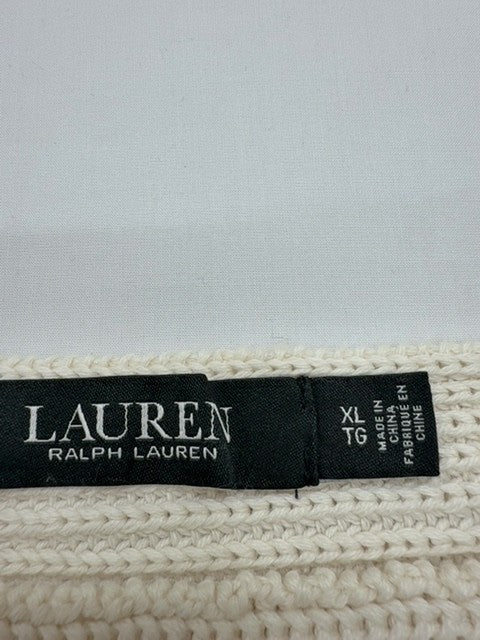 Lauren Ralph Lauren Women's Ivory V-Neck Knit Sweater Size XL Regular
