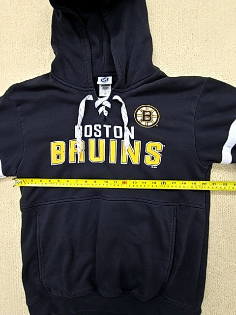 Boston Bruins Men's Black Lace Up Fleece Pullover Hoodie Size M
