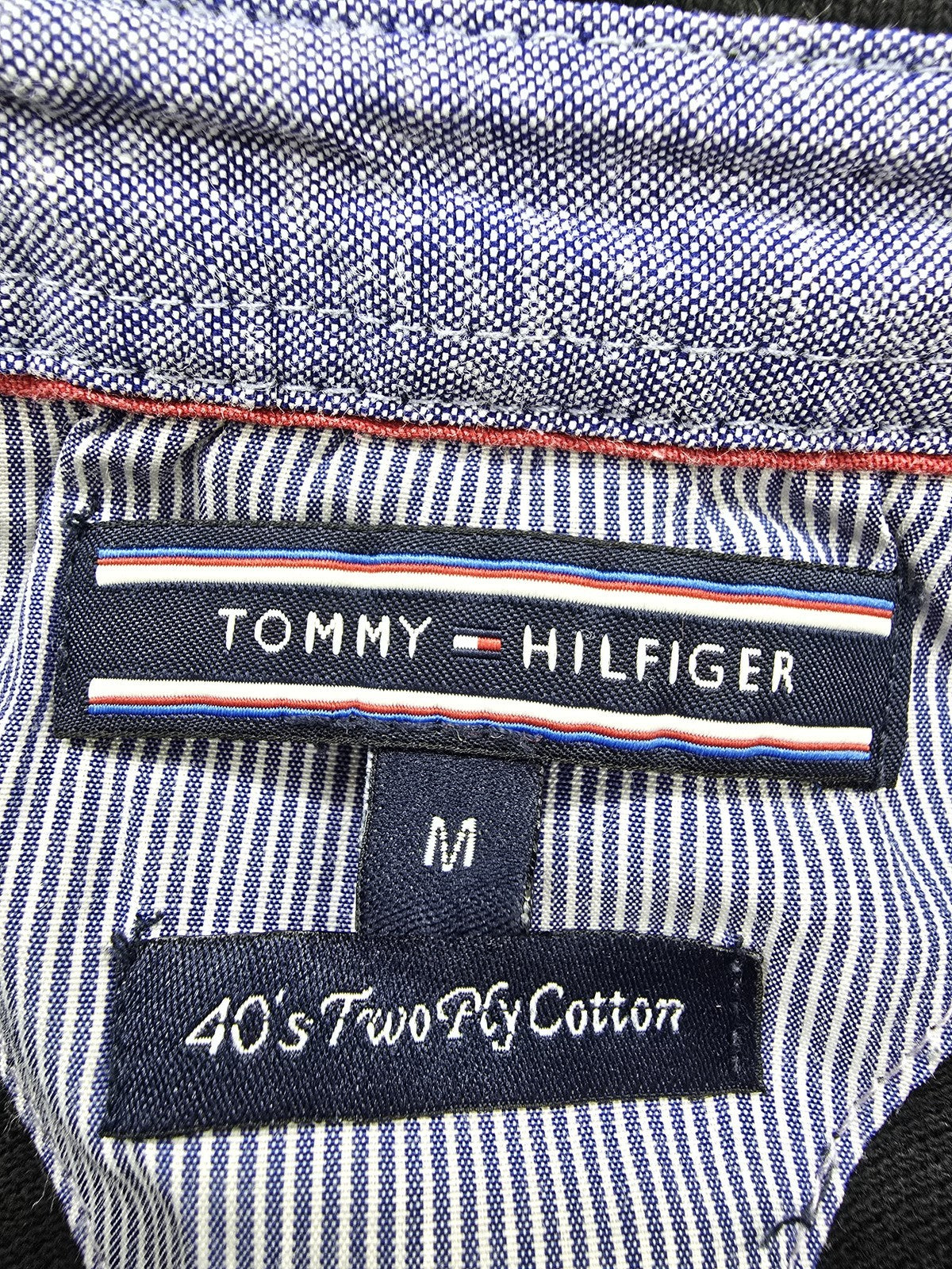 Tommy Hilfiger Navy Cotton Pique Polo Shirt Men's M Short Sleeve Tipped Collar