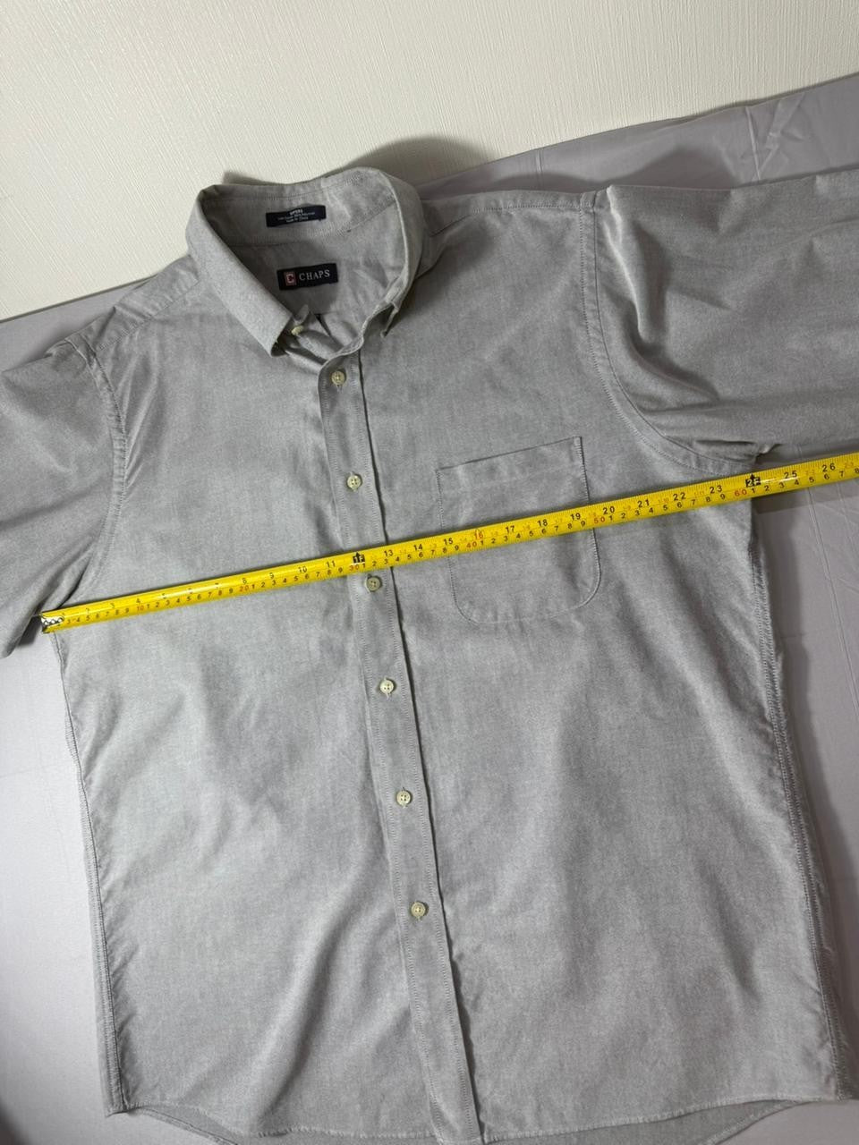 Chaps Gray Oxford Shirt Men's Large Wrinkle Free Button Down Long Sleeve