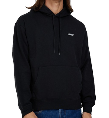 Levi'S Unisex Black Pullover Hoodie Relaxed Fit Small White Logo Size XL