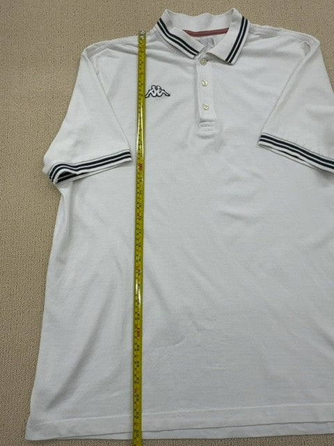 Kappa Men's XL White Cotton Short Sleeve Polo Shirt Button Collar