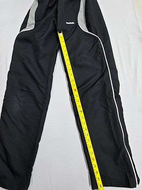 Reebok Black Track Pants Tapered Nylon Drawstring Unisex Adult