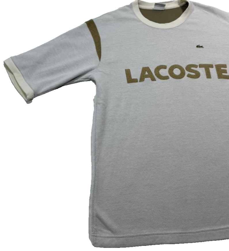 Lacoste Logo Embroidered T-Shirt Sweatshirt Cotton Blend Size 5 [ Unisex]