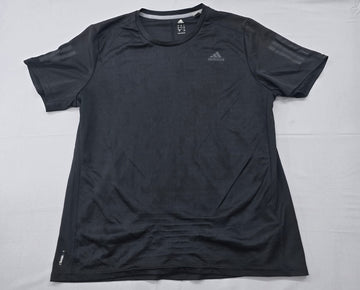 Adidas Men's Black Stripe Running T-Shirt Size L Short Sleeve
