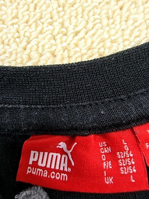Puma Black Logo Crew Neck Tee Men's L Short Sleeve Turkey