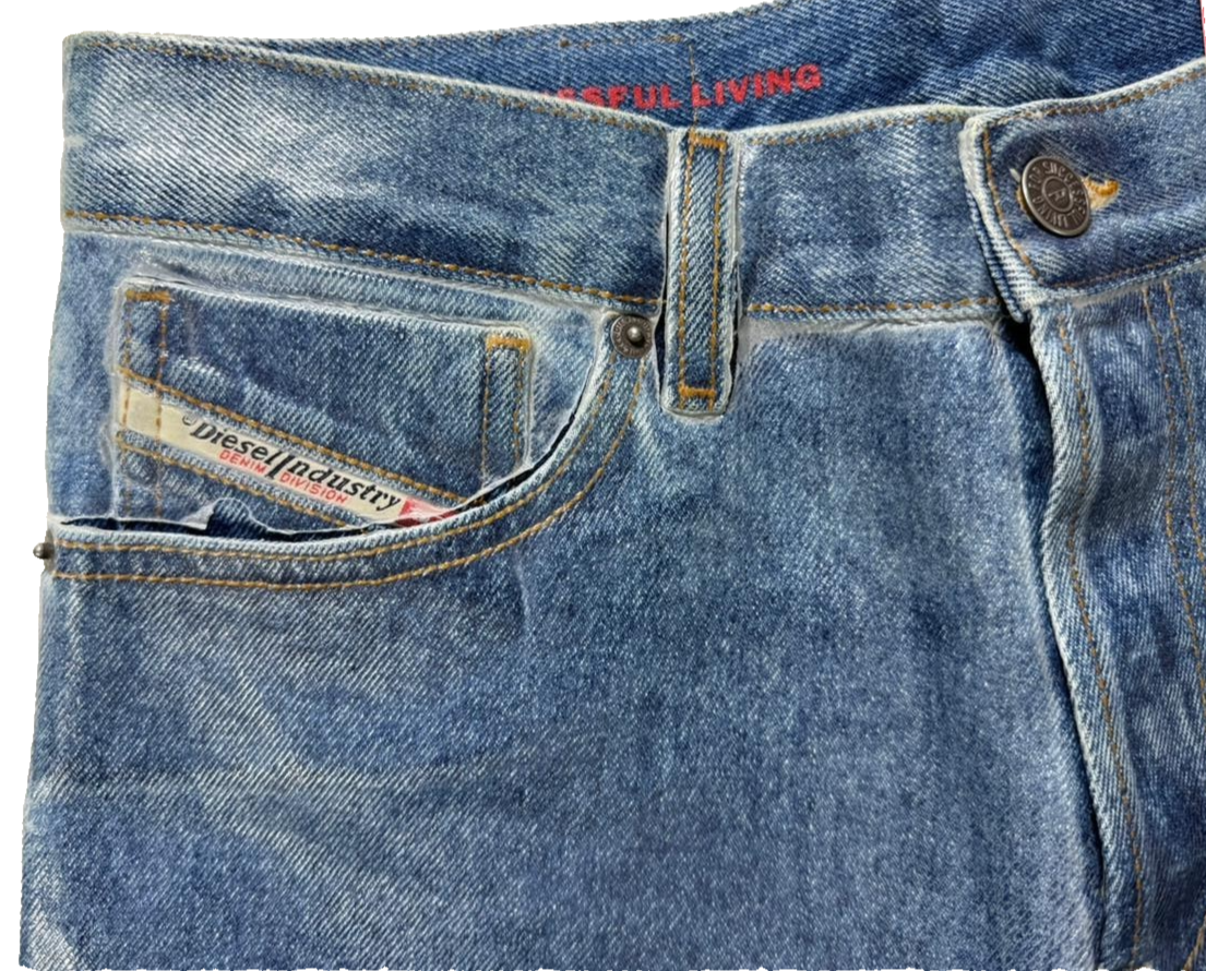 Diesel Industry Men's Slim Fit Mid Waist Straight Leg Blue Jeans Size 30 NWT