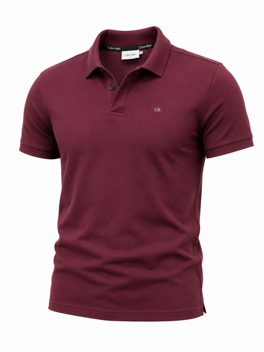 Calvin Klein Boys Burgundy Polo Shirt Size S Slim Fit 100% Cotton Logo
