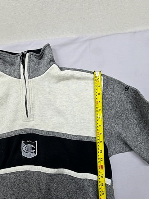 Champion Grey Half-Zip Hoodie Men's S Fleece Mock Neck Regular Fit