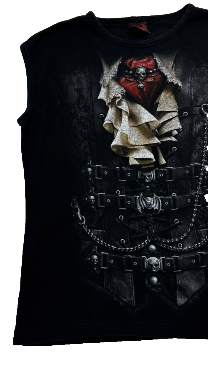 Spiral-Branded Black Cotton Sleeveless T-Shirt - Size L