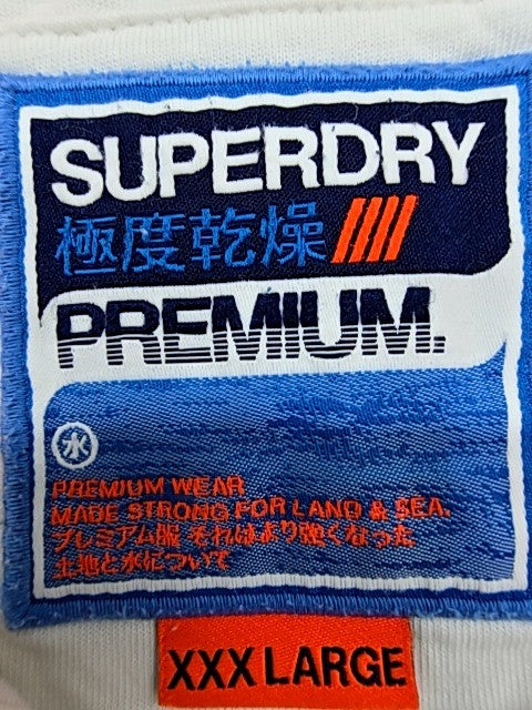 Superdry Men's White Fish Print Polo Shirt XXXXLarge Short Sleeve