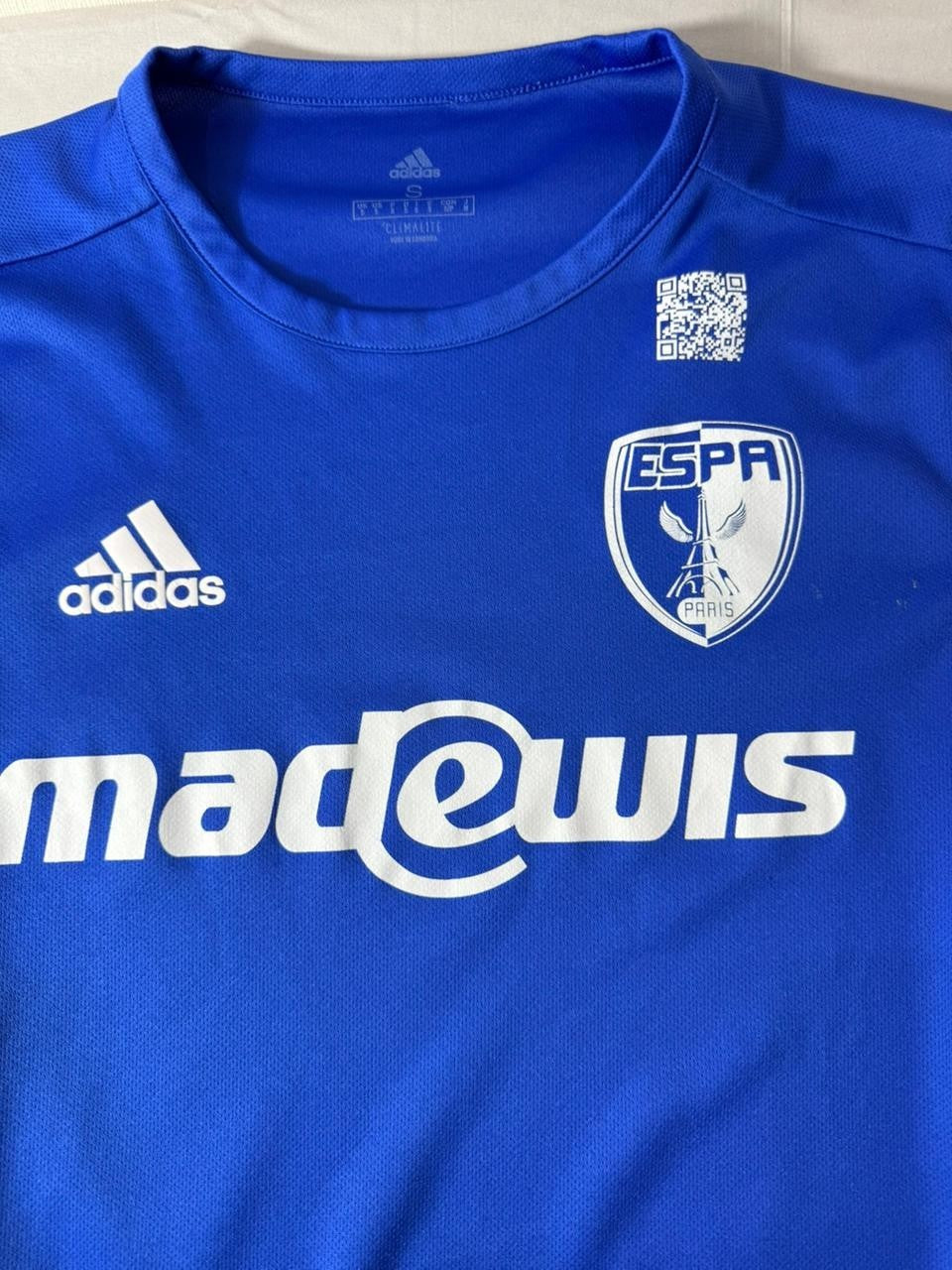 Adidas ESPA Paris Soccer Jersey Men's Small Blue White Climalite Football Shirt