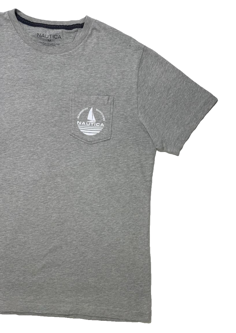 Nautica Men's Medium Grey Short Sleeve Graphic Tee T-Shirt Seaworthy Outfitters
