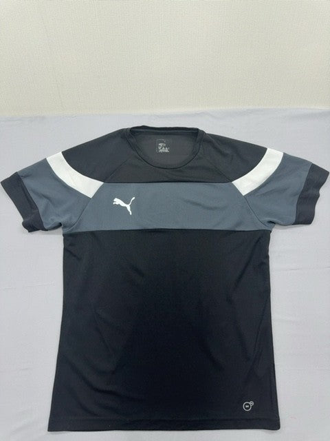 Puma Men's M Black Gray White Color Block Training Short Sleeve Shirt