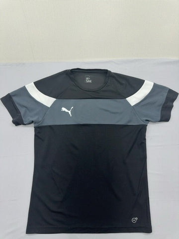 Puma Men's M Black Gray White Color Block Training Short Sleeve Shirt