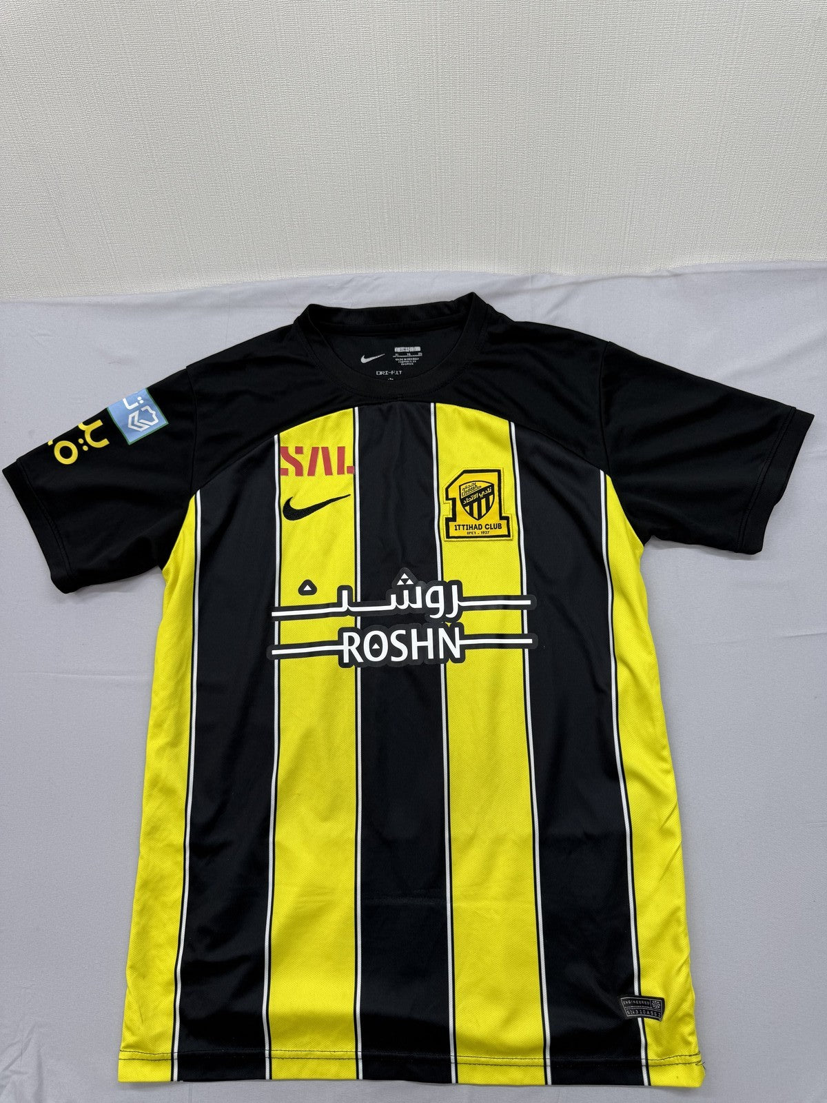 Nike Black Yellow Striped Dri-FIT Short Sleeve Crewneck Men's Jersey