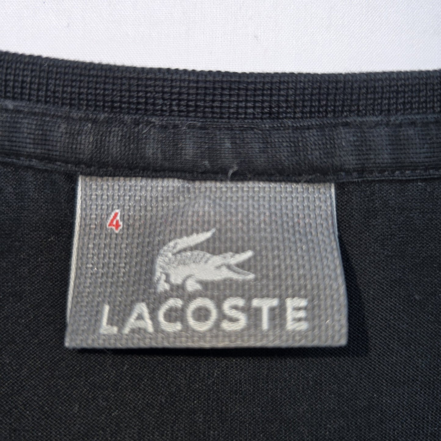 Lacoste Men Black V-Neck Logo Long Sleeve T-Shirt Size 4 Regular