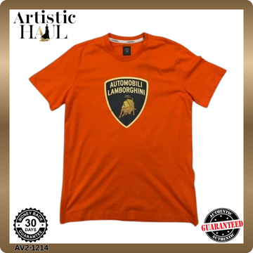 Automobili Lamborghini Orange Men's Short Sleeve Cotton T-Shirt L