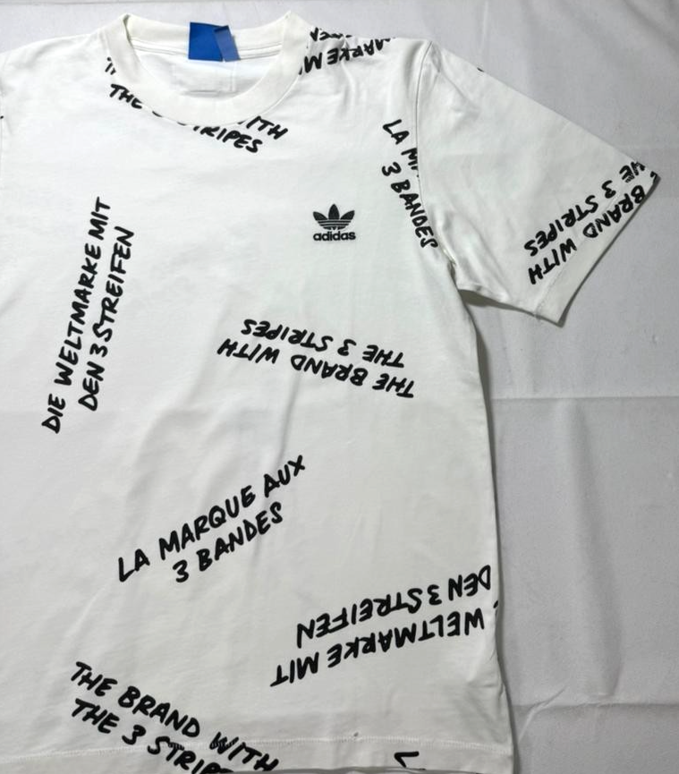 Adidas Men's White Print Solid Crewneck Short Sleeve T-Shirt - Size XS
