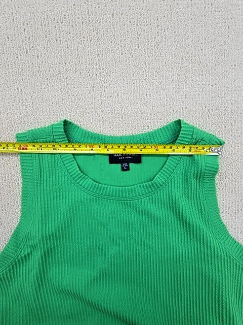 Isaac Mizrahi Green Maxi Dress Sleeveless Crew Neck Ruched Waist L