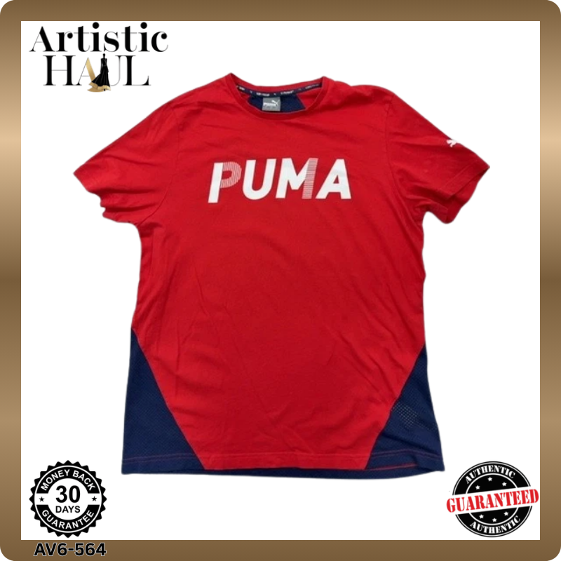 Puma Men's L Red Navy Short Sleeve Dry Tee Crew Neck