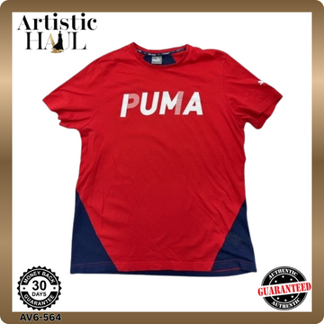 Puma Men's L Red Navy Short Sleeve Dry Tee Crew Neck