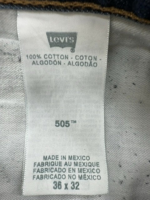 Levi's 505 Men's Blue Denim Jeans 36x32 Button Fly