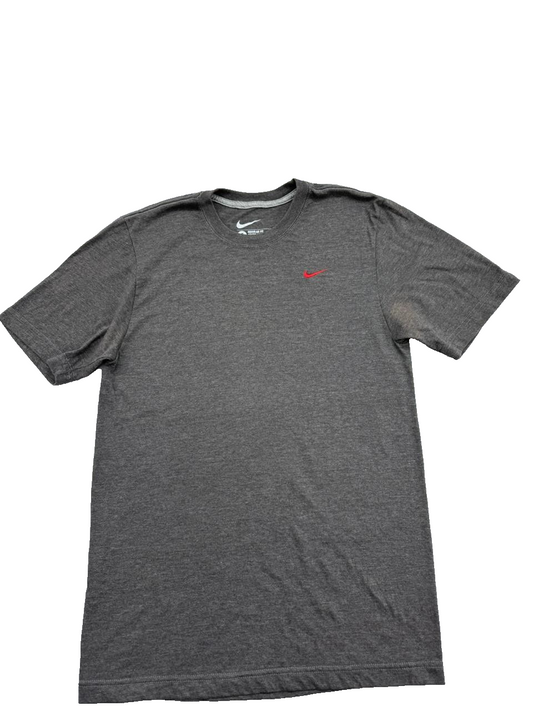 Nike Men's Gray T-Shirt – Size S, Embroidered, Short Sleeve