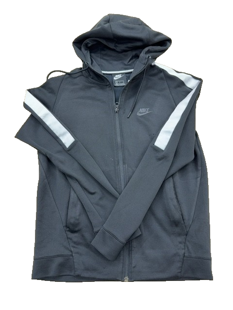 Nike Men's Gray Hoodie – Size S, Striped, Full Zip