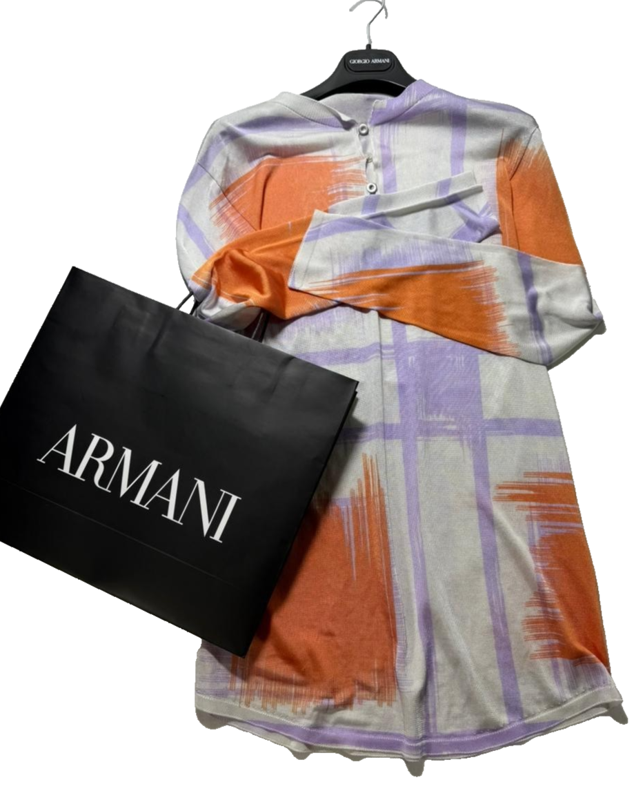 BNWT Giorgio Armani Women's Abstract Print Button-Front Tunic Top Italy Size 40