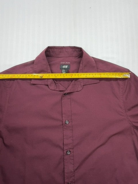 H&M Women's Burgundy Long Sleeve Button-Up Shirt M