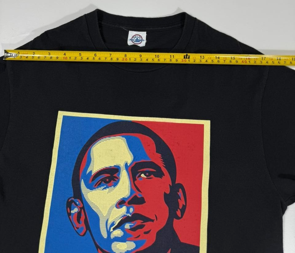 Delta Apparel Barack Obama Hope Graphic TShirt Men's Medium Black Made in Mexico