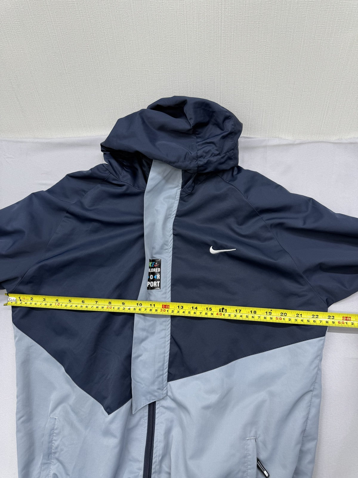 Nike Hooded Jacket XL Navy Gray Polyester Zip Color Block