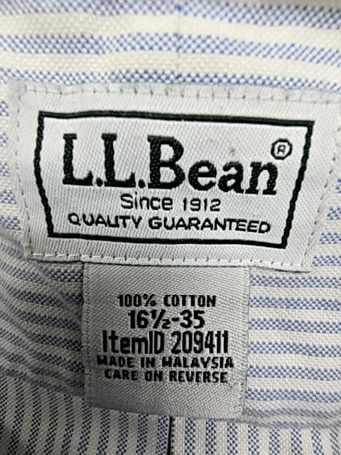 L.L.Bean Men's Light Blue Wrinkle Free Oxford Shirt Long Sleeve Traditional