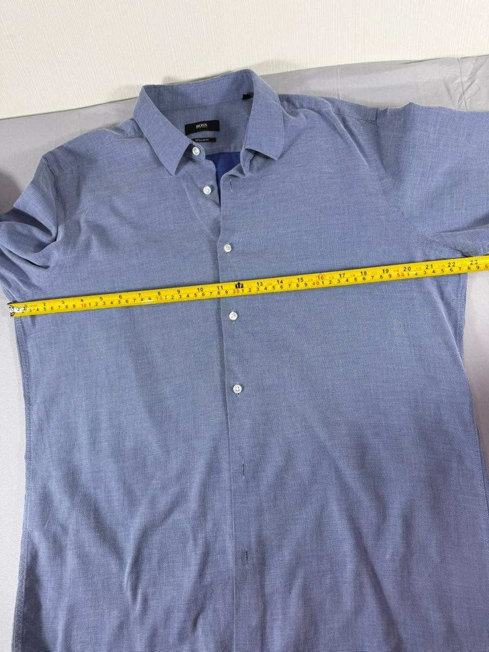 Hugo Boss Men's Button Up Shirt Medium M Blue Long Sleeve Regular Fit