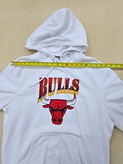 Chicago Bulls Men's White Fleece Pullover Hoodie 2XL Embroidered