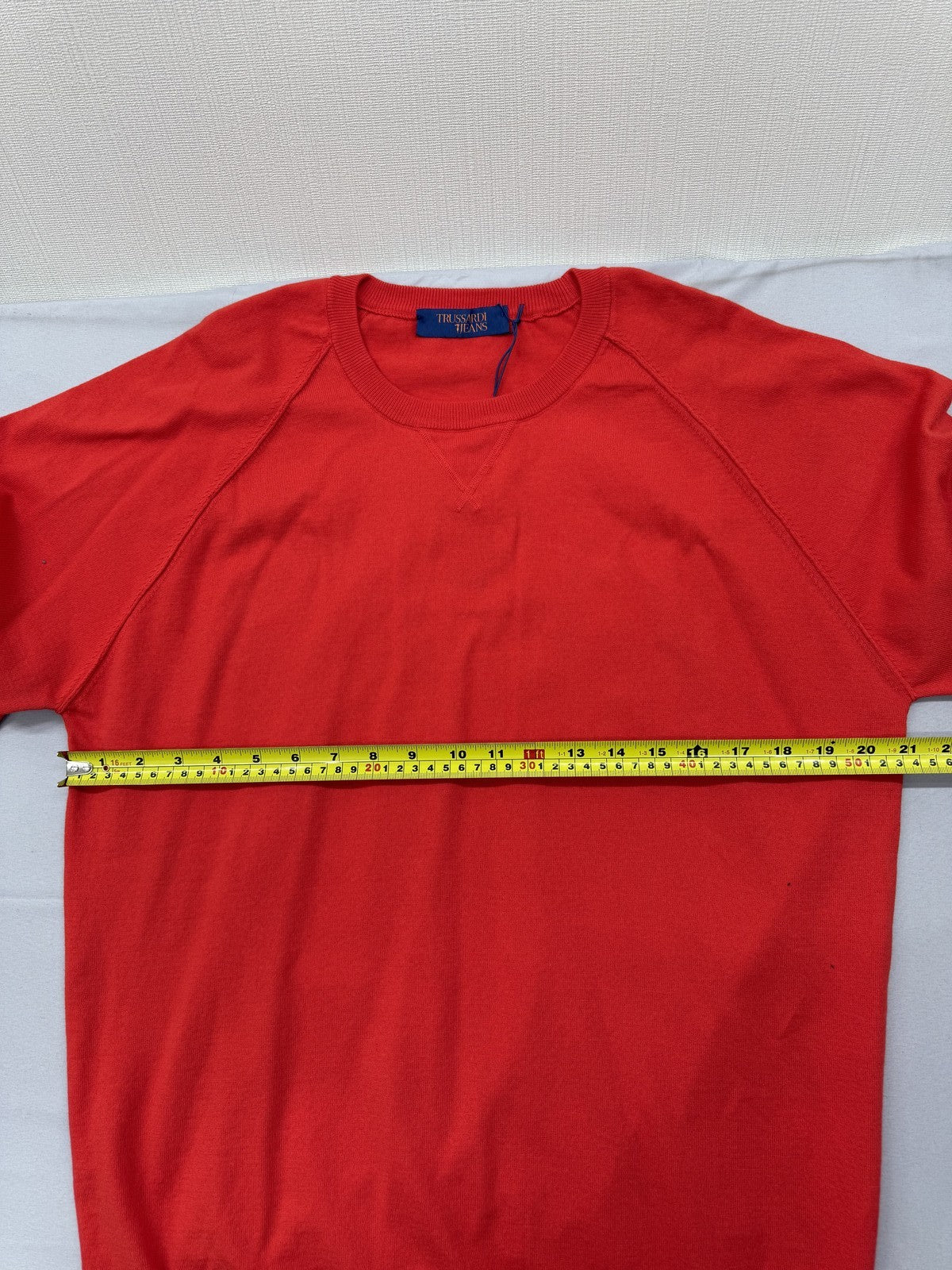 Trussardi Jeans Men's Red Cotton Pullover Sweater XXL Italy Raglan