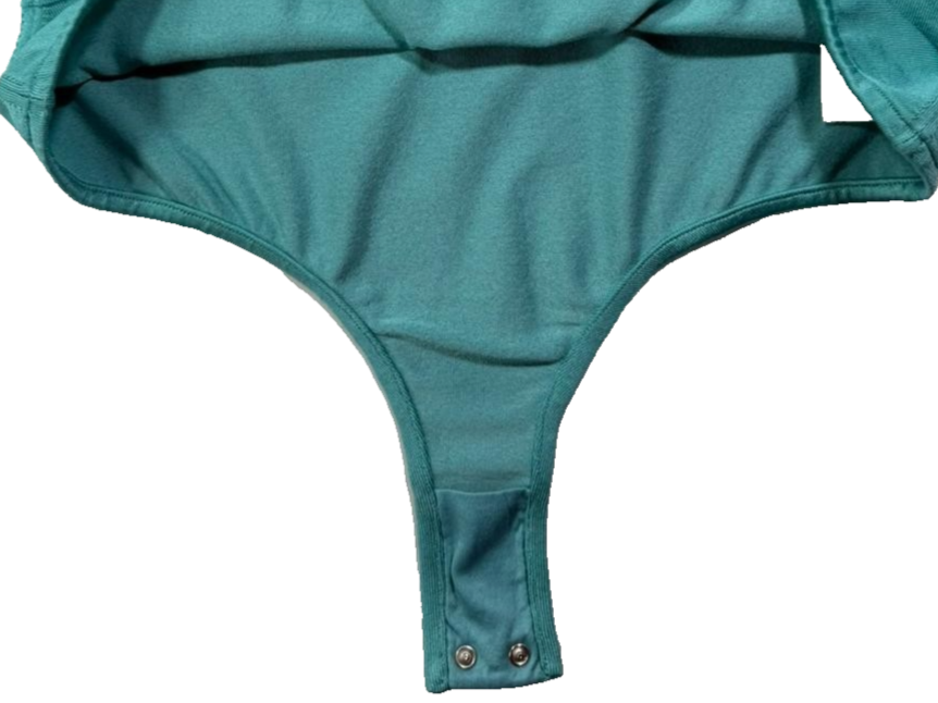 BNWT Giorgio Armani Women's Turquoise Short Sleeve Bodysuit V-Neck Size 44