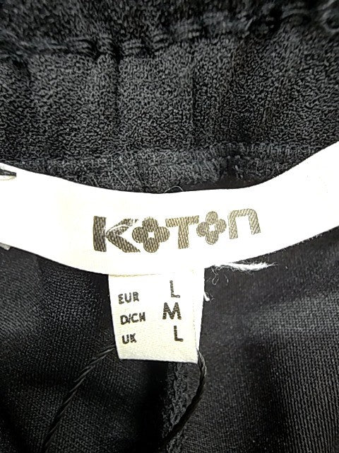 Koton Black Drawstring Trousers L Relaxed Straight Cuffed Women Casual