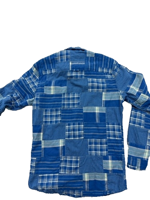 Jack & Jones Premium Blue Denim Patchwork Long Sleeve Button Shirt S