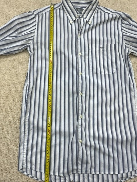 Lacoste Blue White Striped Button Down Long Sleeve Men's Sz 41 Regular