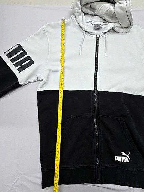 Puma Men's White/Black Color Block Zipper Hoodie Size S 589842