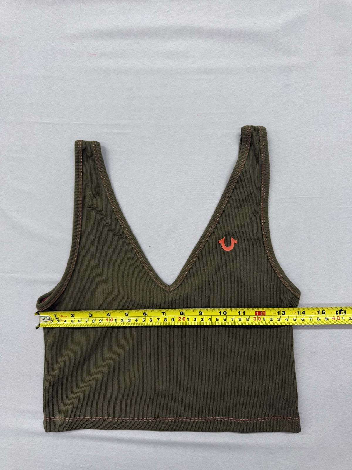 True Religion Women's L Green Reversible Ribbed V-Neck Tank Top