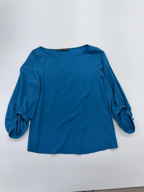 Zara Basic Women's Teal Puff Sleeve Blouse Size S