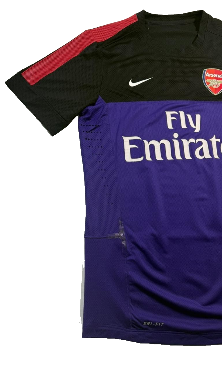 Nike Arsenal Purple Black Striped Training Shirt Fly Emirates Soccer Jersey S/M